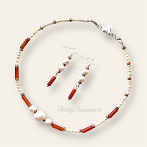 Set handmade perle și pietre semiprețioase Dimineață însorită - bijuterii - seturi de bijuterii - Artynos.ro