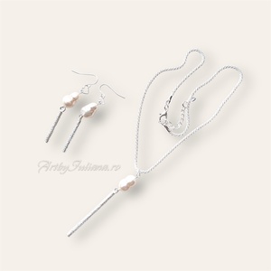 Set handmade cu argint 925 si perle baroc Nuntă pe plajă - accesorii nuntă - bijuterii mireasă - set bijuterii de mireasă - Artynos.ro