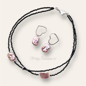 Set handmade argint 925, perle baroc și pietre semiprețioase Inima verii - bijuterii - seturi de bijuterii - Artynos.ro