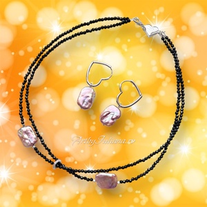 Set handmade argint 925, perle baroc si pietre semipretioase Inima verii - Artynos.ro