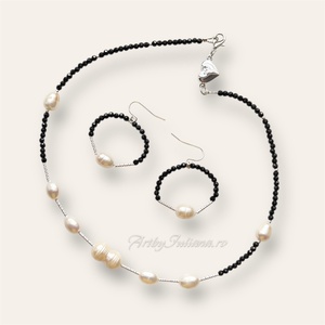 Set handmade cu argint 925 si perle Noapte de petrecere - bijuterii - seturi de bijuterii - Artynos.ro