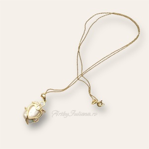 Set handmade argint 925 aurit Perlă captivă - bijuterii - coliere - coliere cu pandantive - Artynos.ro