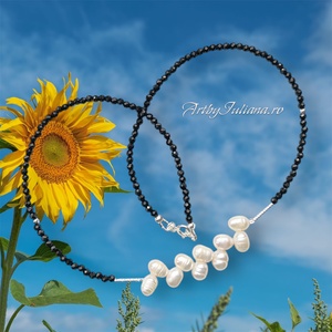 Colier handmade cu pietre semipretioase si argint Cununa de perle - Artynos.ro