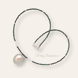 Colier handmade cu perle, pietre semipretioase si argint Fereastră spre mare - bijuterii - coliere - coliere cu mărgele - Artynos.ro