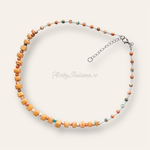 Colier handmade cu pietre semipretioase Veselie portocalie - bijuterii - coliere - coliere cu mărgele - Artynos.ro