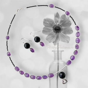 Set handmade argint 925 si pietre semipretioase Catifea mov - Artynos.ro