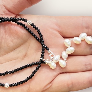 Colier handmade cu pietre semipretioase si argint Tunetul perlelor - Artynos.ro