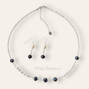 Set handmade cu argint 925 si perle Atingere ușoară - bijuterii - seturi de bijuterii - Artynos.ro