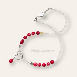 Colier handmade cu pietre semipretioase  Inimi pe plaja, Bijuterii, Coliere, Coliere cu margele, Confectionarea bijuteriilor, ARTYNOS