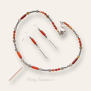 Colier handmade cu pietre semipretioase si argint Amurg de vară - bijuterii - seturi de bijuterii - Artynos.ro
