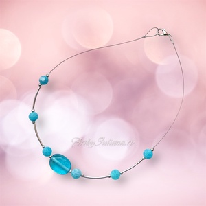 Colier handmade cu agate si sticla de Murano Albastru de Murano, Bijuterii, Coliere, Coliere din margele, Confectionarea bijuteriilor, ARTYNOS