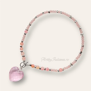 Colier handmade cu pandantiv cristal Inima mare - Artynos.ro
