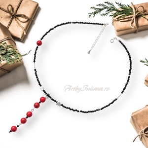 Colier handmade cu pietre semipretioase si argint Poveste de Craciun, Bijuterii, Coliere, Coliere cu margele, Confectionarea bijuteriilor, ARTYNOS