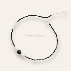 Colier handmade argint și pietre semiprețioase Fantezie monocrom - bijuterii - coliere - coliere din mărgele - Artynos.ro Colier handmade argint și pietre semiprețioase Fantezie monocrom - bijuterii - coliere - coliere din mărgele - Artynos.ro