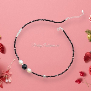 Colier handmade argint si pietre semipretioase Fantezie monocrom - Artynos.ro