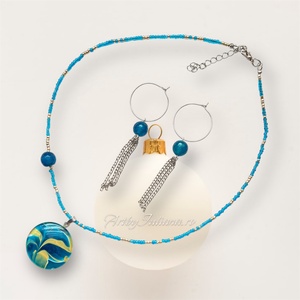 Set handmade cu pietre semipretioase Marea iarna - bijuterii - seturi de bijuterii - Artynos.ro