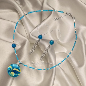 Set handmade cu pietre semipretioase Marea iarna - bijuterii - seturi de bijuterii - Artynos.ro