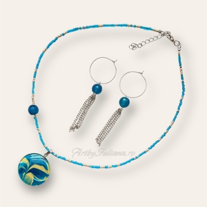 Set handmade cu pietre semipretioase Marea iarna - bijuterii - seturi de bijuterii - Artynos.ro