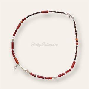 Colier handmade cu perle, pietre semipretioase si argint Aripă de înger - bijuterii - coliere - coliere din pietre semiprețioase - Artynos.ro