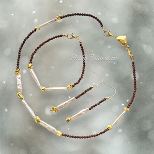 Set (colier, cercei, bratara) pietre semipretioase Sarbatoare de iarna - Artynos.ro