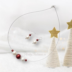 Set argint cu perle Vine Craciunul - Artynos.ro