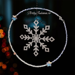Colier handmade cu argint si pietre semipretioase Fulgi de nea, Bijuterii, Coliere, Coliere din pietre semipretioase, Confectionarea bijuteriilor, ARTYNOS