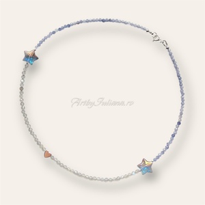 Colier handmade cu argint și pietre semiprețioase Fulgi de nea - bijuterii - coliere - coliere din pietre semiprețioase - Artynos.ro