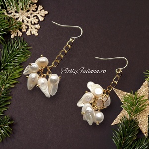 Cercei perle si argint Doamna elegantă - bijuterii - cercei - cercei din perle - Artynos.ro