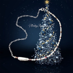 Colier handmade cu perle si argint Jumatate inimi - Artynos.ro