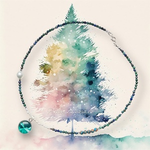 Colier handmade cu argint, perle si pietre semipretioase Brad de Craciun - Artynos.ro