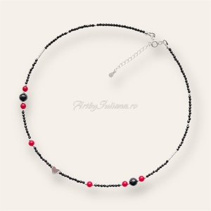 Colier handmade cu pietre semipretioase si argint Inimă tradițională - bijuterii - coliere - coliere din pietre semiprețioase - Artynos.ro