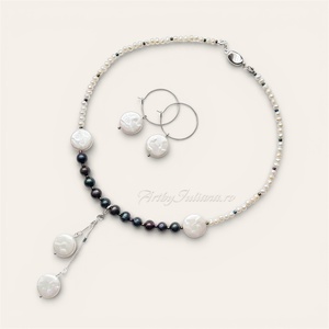 Set (colier, cercei) perle de cultură Lavă pe țărm - bijuterii - seturi de bijuterii - Artynos.ro