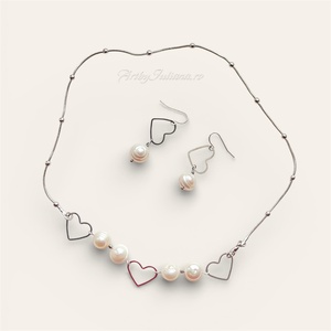 Set handmade cu perle și oțel inoxidabil Inimi și perle - bijuterii - seturi de bijuterii - Artynos.ro