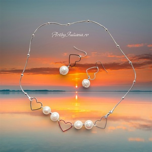 Set handmade cu perle si otel inoxidabil Inimi si perle, Bijuterii, Seturi de bijuterii, Confectionarea bijuteriilor, ARTYNOS