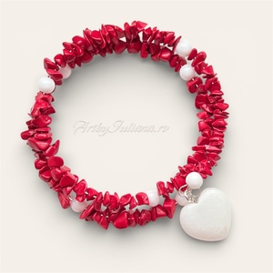 Brățară cu pietre semiprețioase pe sârmă cu memorie Inimă de martie - bijuterii - brățări - brățări din pietre semiprețioase - Artynos.ro