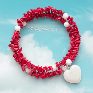 Bratara cu pietre semipretioase pe sarma cu memorie Inima de martie - Artynos.ro