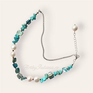 Set (colier, cercei, brățară) pietre semiprețioase și perle  Valurile mării - bijuterii - seturi de bijuterii - Artynos.ro