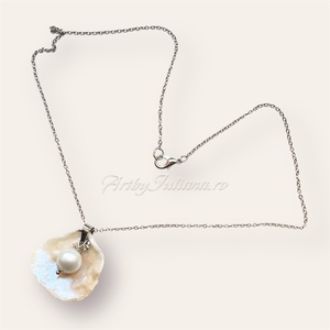 Pandantiv scoică naturală pe lanț oțel inoxidabil Scoică mediteraneană - bijuterii - coliere - pandative - Artynos.ro