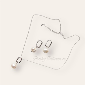 Set handmade cu argint 925 si perle baroc Noaptea nunții - accesorii nuntă - bijuterii mireasă - set bijuterii de mireasă - Artynos.ro