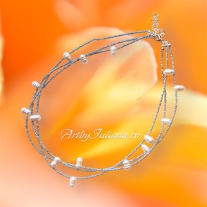 Colier multișir perle �Perle și nisip - bijuterii - coliere - coliere din perle - Artynos.ro