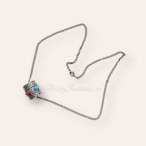 Pandantiv motive asiatice cu insertii coral si turcoaz  Vacanță în Bali - bijuterii - coliere - pandative - Artynos.ro