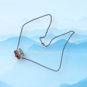 Pandantiv motive asiatice cu insertii coral si turcoaz  Vacanta in Bali - Artynos.ro