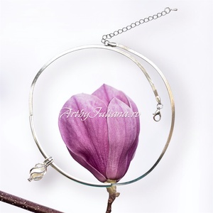 Colier lant oțel inoxidabil cu pandantiv cu perlă de cultură Floare de mar - bijuterii - coliere - coliere cu pandative - Artynos.ro