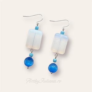 Cercei argint si pietre semipretioase Pisica albastra - Artynos.ro