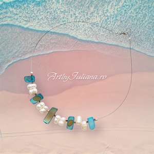 Colier perle si sidef pe sarma de otel inoxidabil �Perle si sidef - Artynos.ro