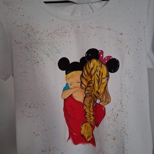 Tricou pictat manual - îmbrăcăminte și modă - set de perechi - set mamă-fiică (haine, accesorii) - Artynos.ro