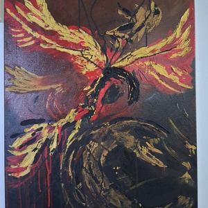 Tablou abstract-Phoenix bird, Casa & Stil de viata, Decoratiuni de casa, Decoratiuni de pereti, Tablou cu licheni, Pictura, ARTYNOS