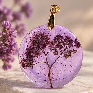 Pandantiv cu floare violet - bijuterii - coliere - pandative - Artynos.ro