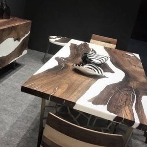 Masă din lemn de nuc cu rășină epoxy  - casă & stil de viață - mobilier artizanal - mese - Artynos.ro