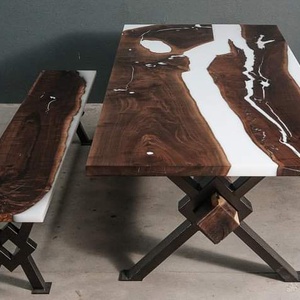 Masa din lemn de nuc cu rasina epoxy , Casa & Stil de viata, Mobilier artizanal, Mese, , ARTYNOS